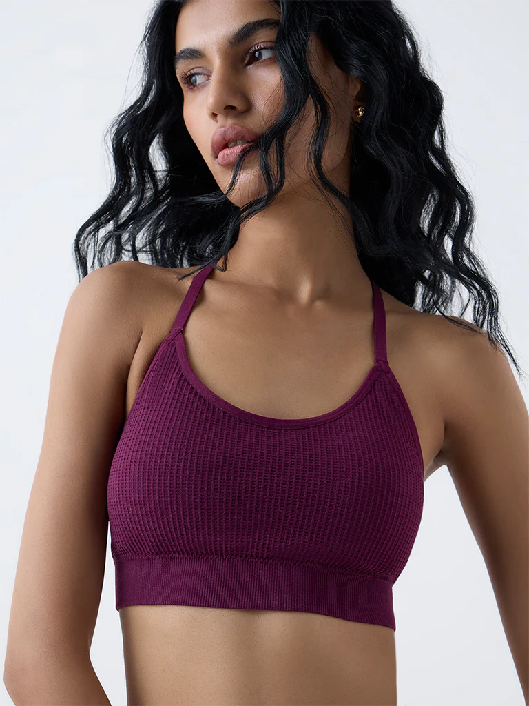 Superstar Plum Waffle-Textured Padded Bra - Image 3