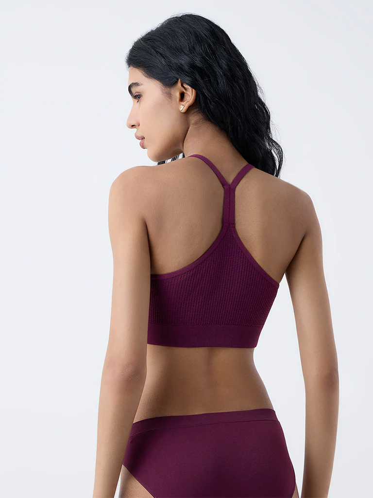 Superstar Plum Waffle-Textured Padded Bra - Image 4