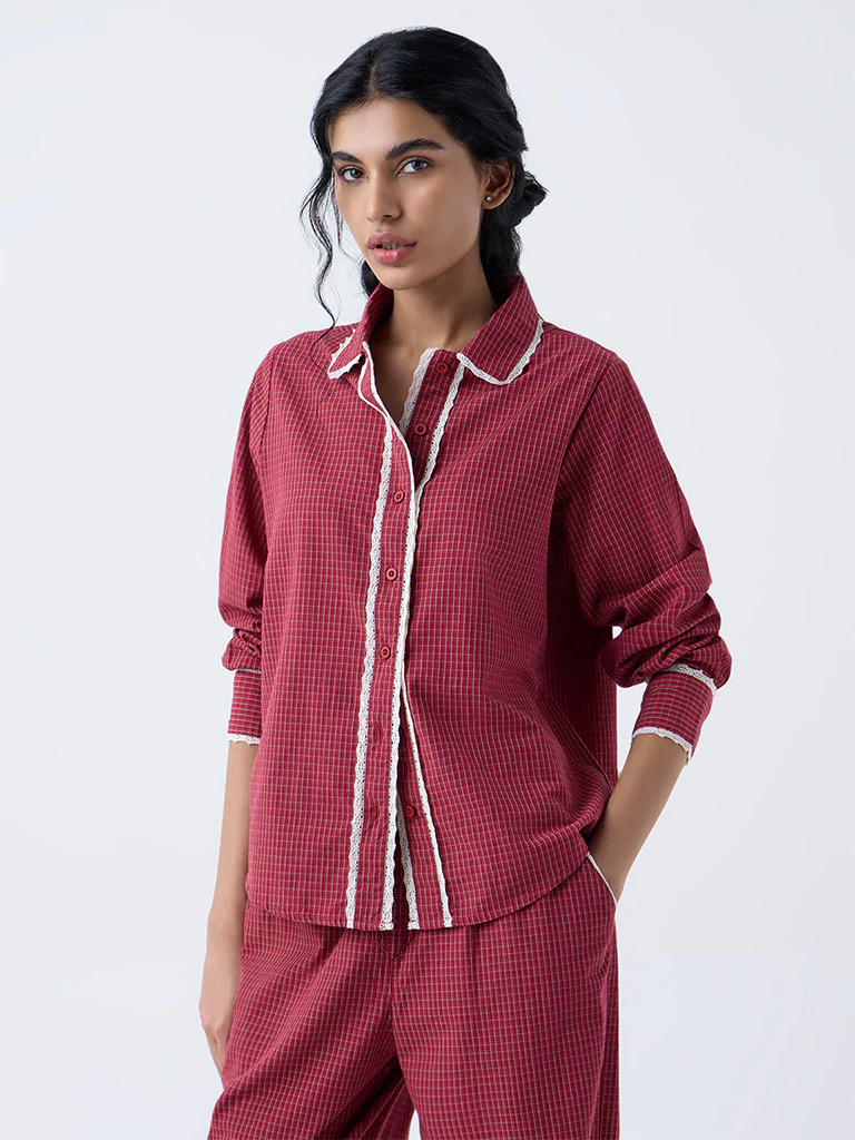 Superstar Red Checkered Cotton Shirt - Image 2