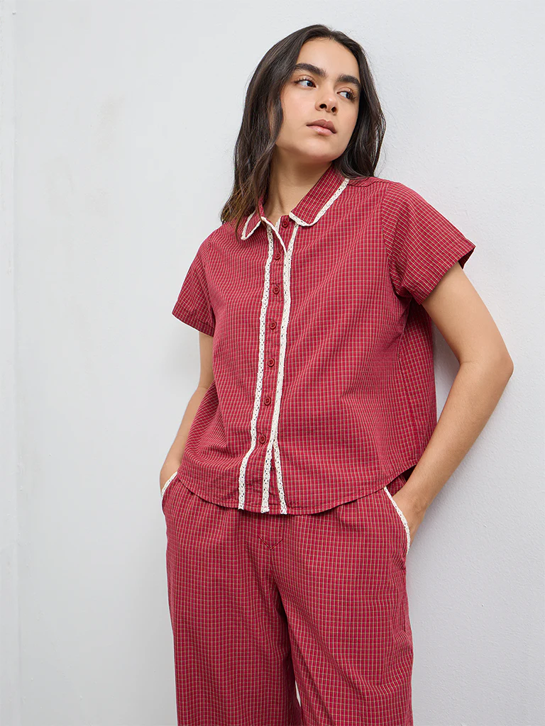 Superstar Red Checkered Cotton Shirt - Image 2