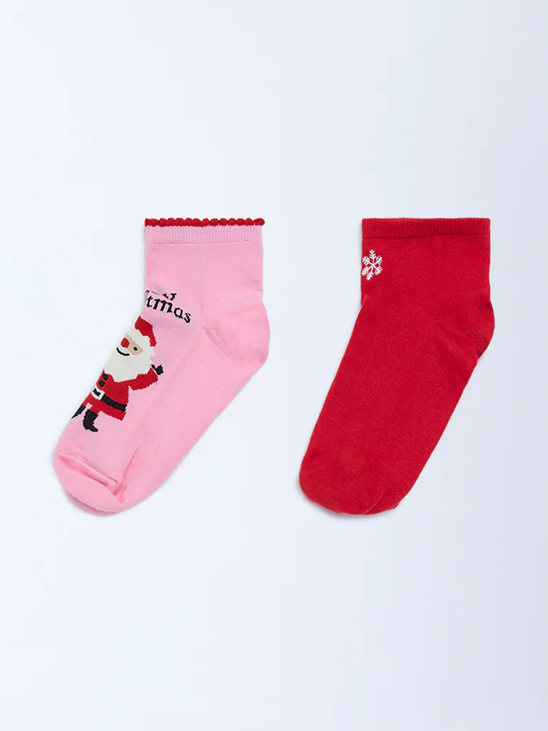 Superstar Red Christmas-Themed Cotton-Blend Socks - Pack of 2