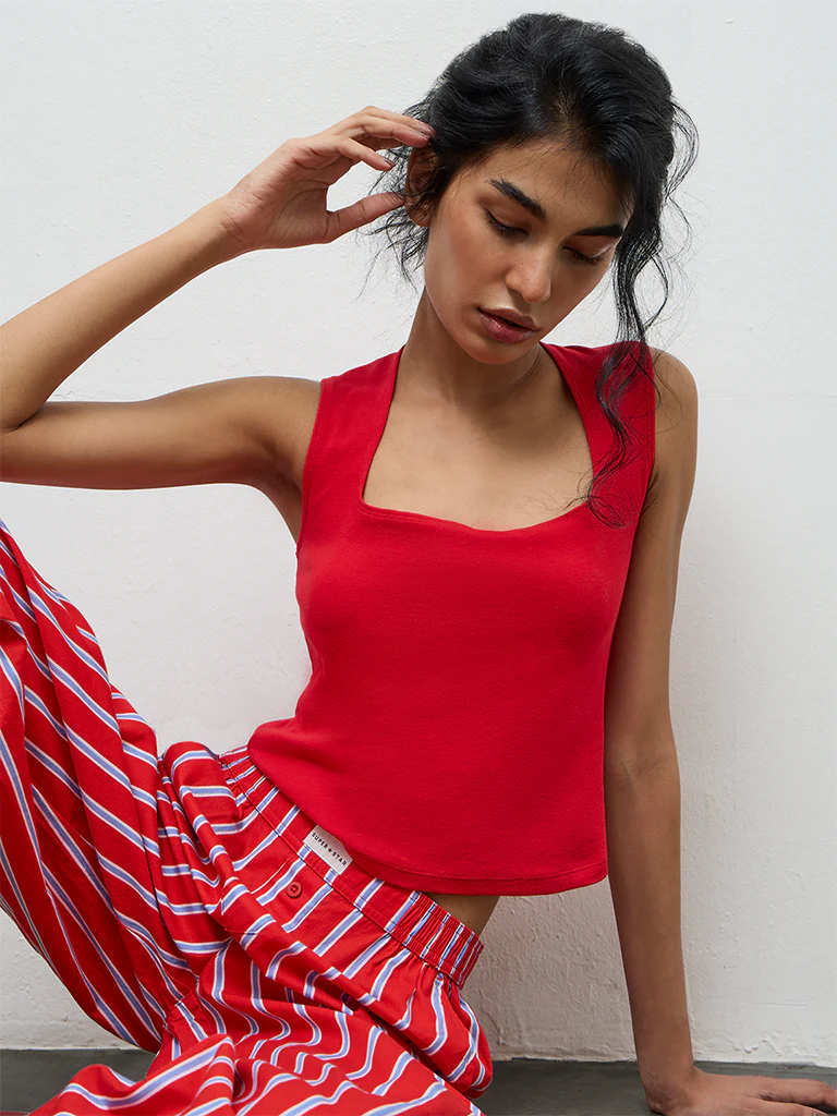 Superstar Red Cotton-Blend Top - Image 2