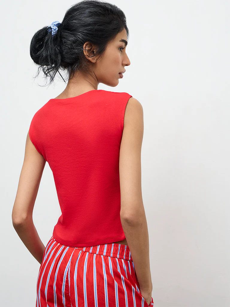 Superstar Red Cotton-Blend Top - Image 4