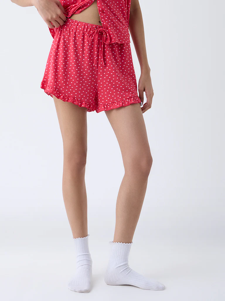 Superstar Red Heart Printed High-Rise Shorts - Image 2