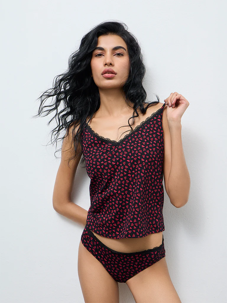 Superstar Red Printed Cotton-Blend Camisole - Pack of 2