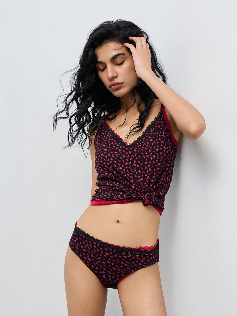 Superstar Red Printed Cotton-Blend Camisole - Pack of 2 - Image 3