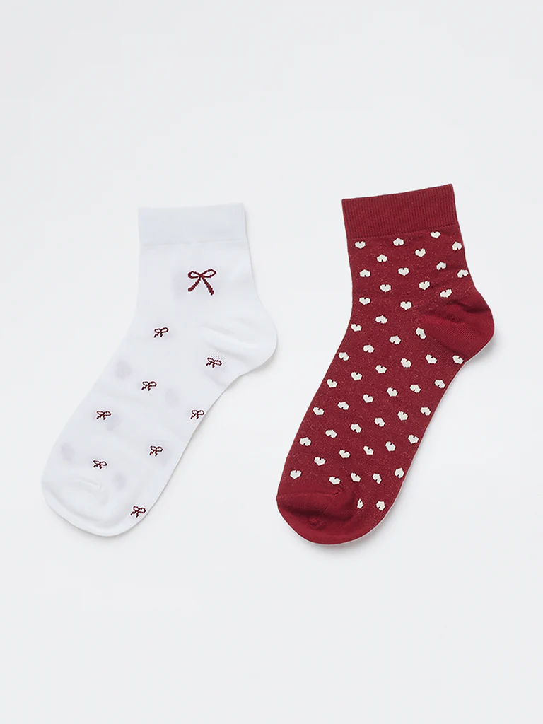 Superstar Red Printed Cotton-Blend Socks - Pack of 2