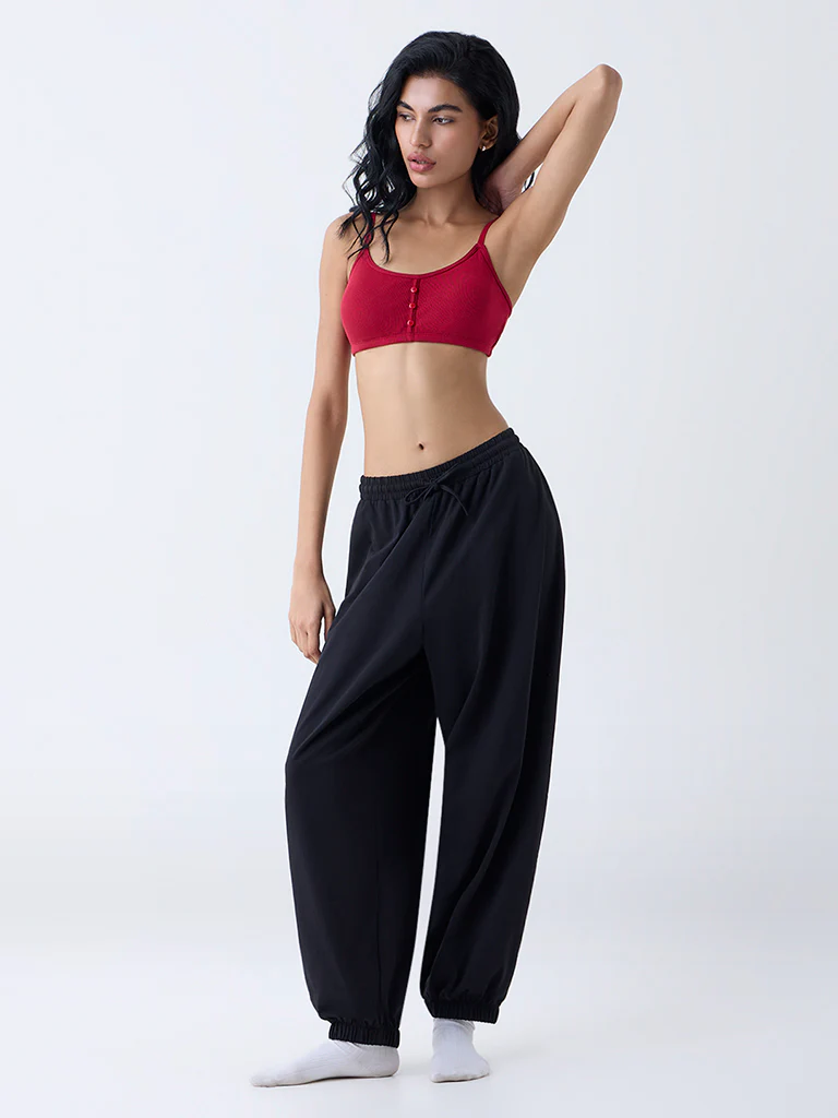 Superstar Red Ribbed Padded Bralette