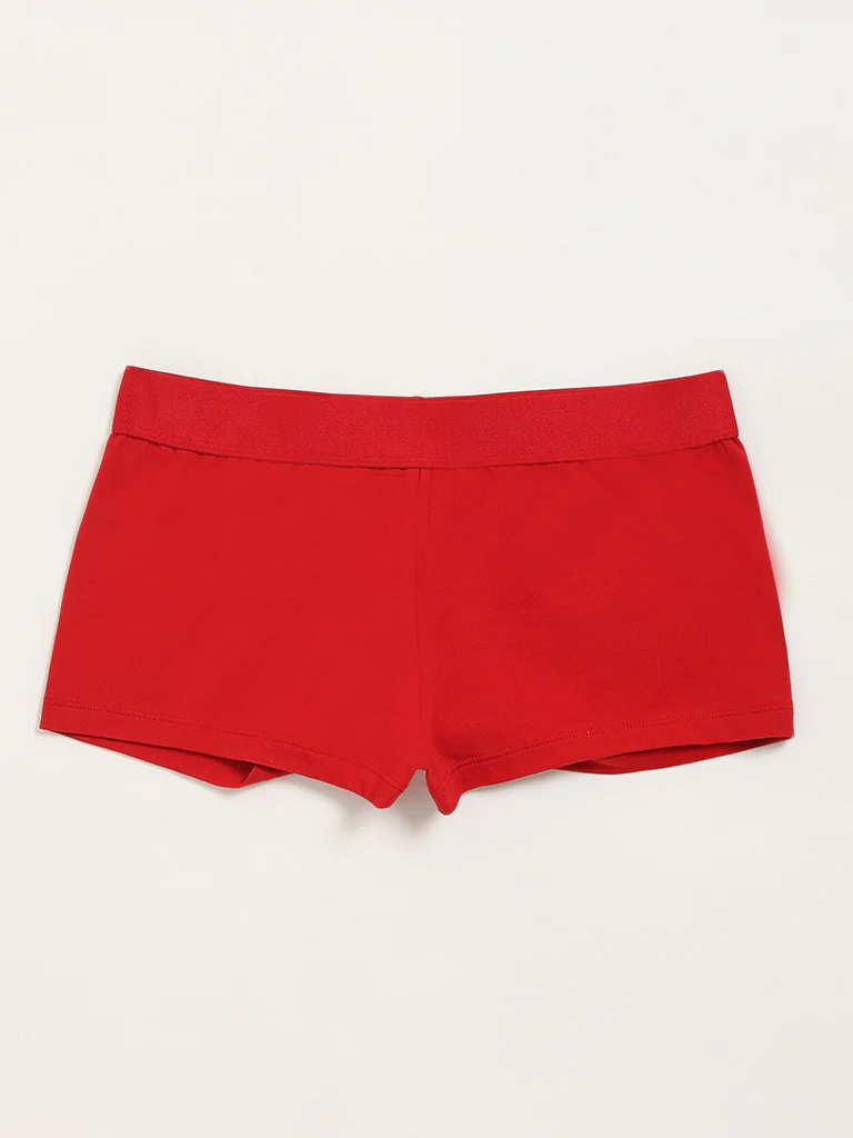 Superstar Red Solid Boy Shorts Cotton-Blend Briefs - Image 5