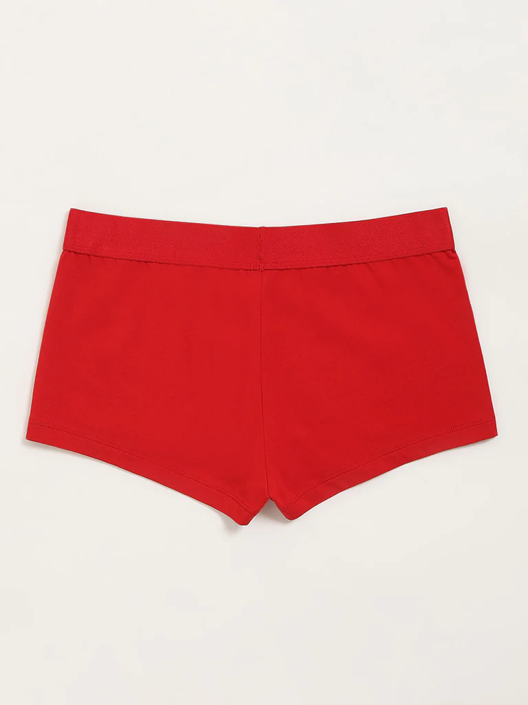 Superstar Red Solid Boy Shorts Cotton-Blend Briefs - Image 6