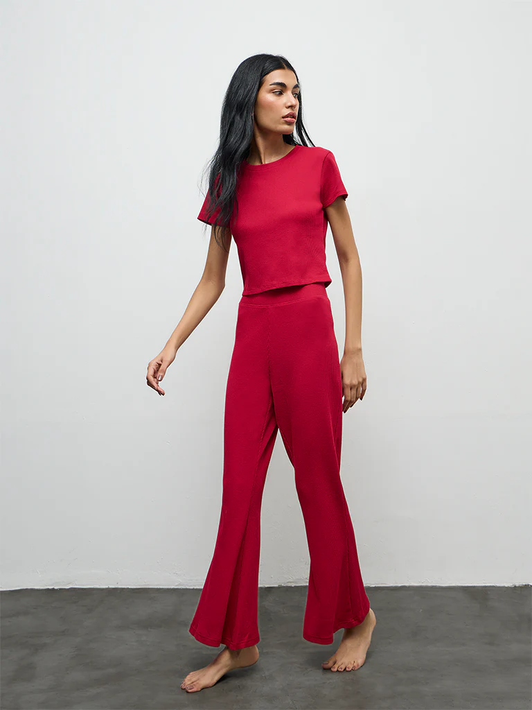 Superstar Red Waffle-Textured Top - Image 3