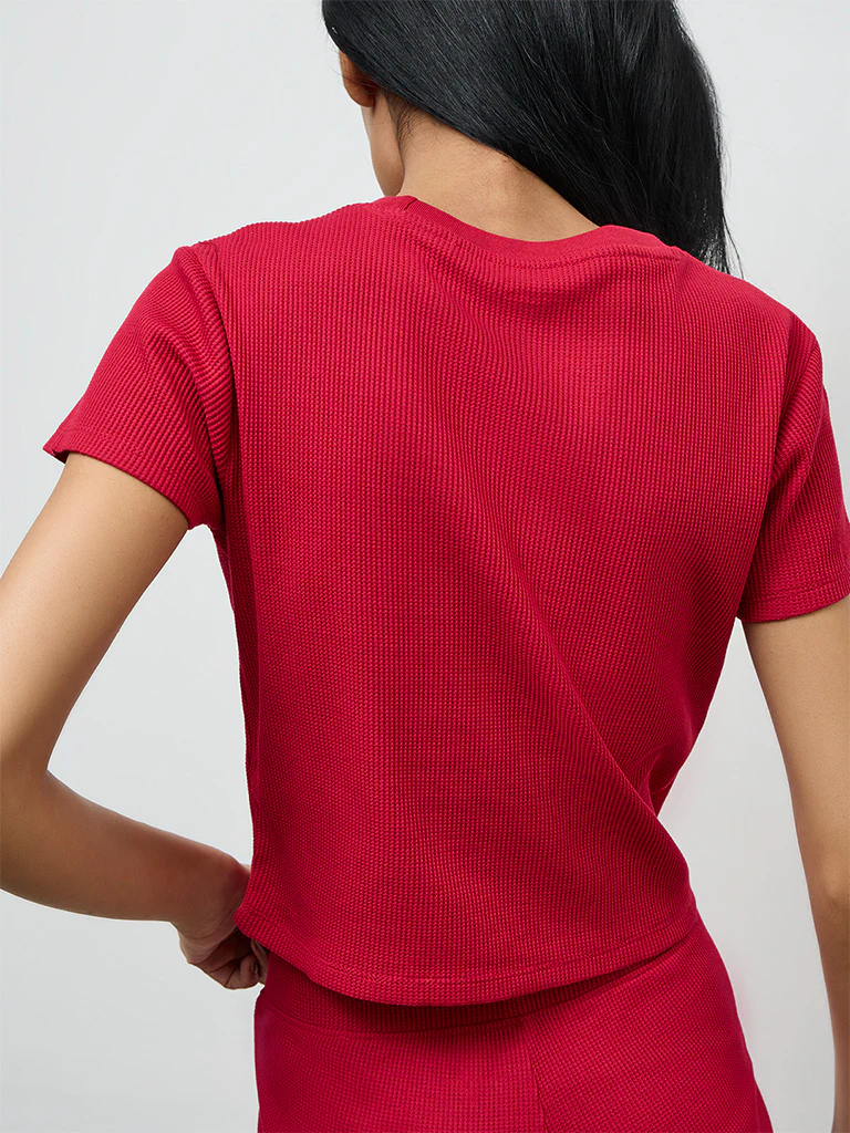 Superstar Red Waffle-Textured Top - Image 4
