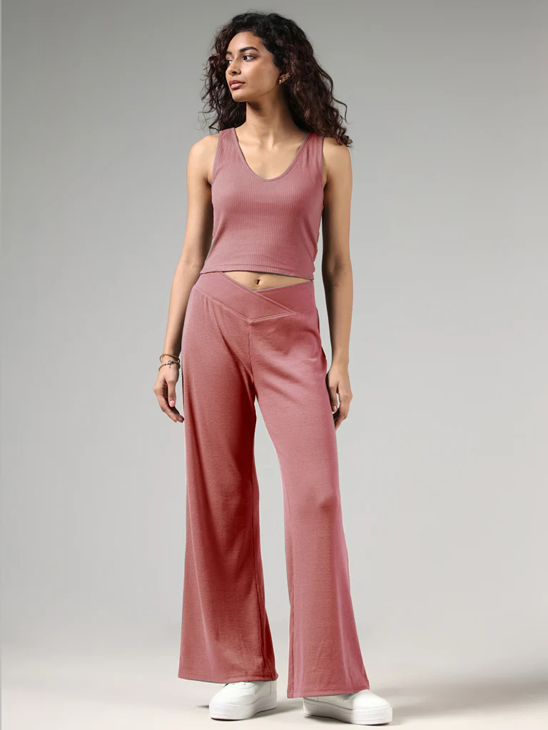Superstar Striped Rose Pink Ribbed Cotton Vest Crop Top - Image 3