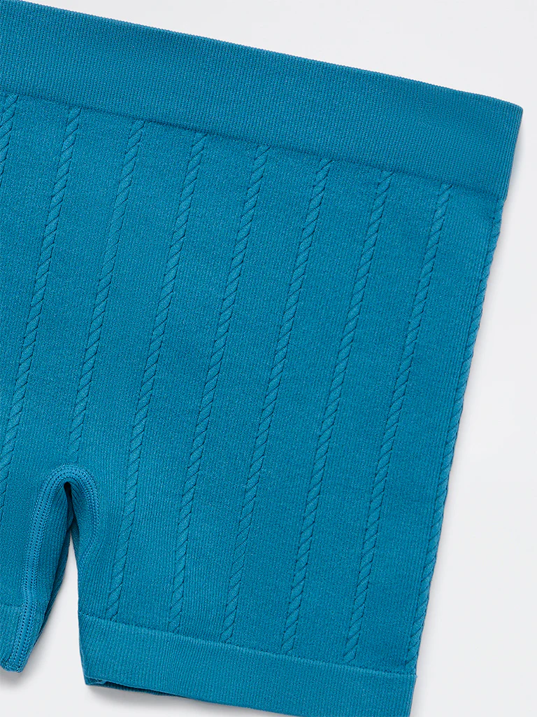 Superstar Teal Cable-Knit Seam-Free Boy Shorts Briefs - Image 3