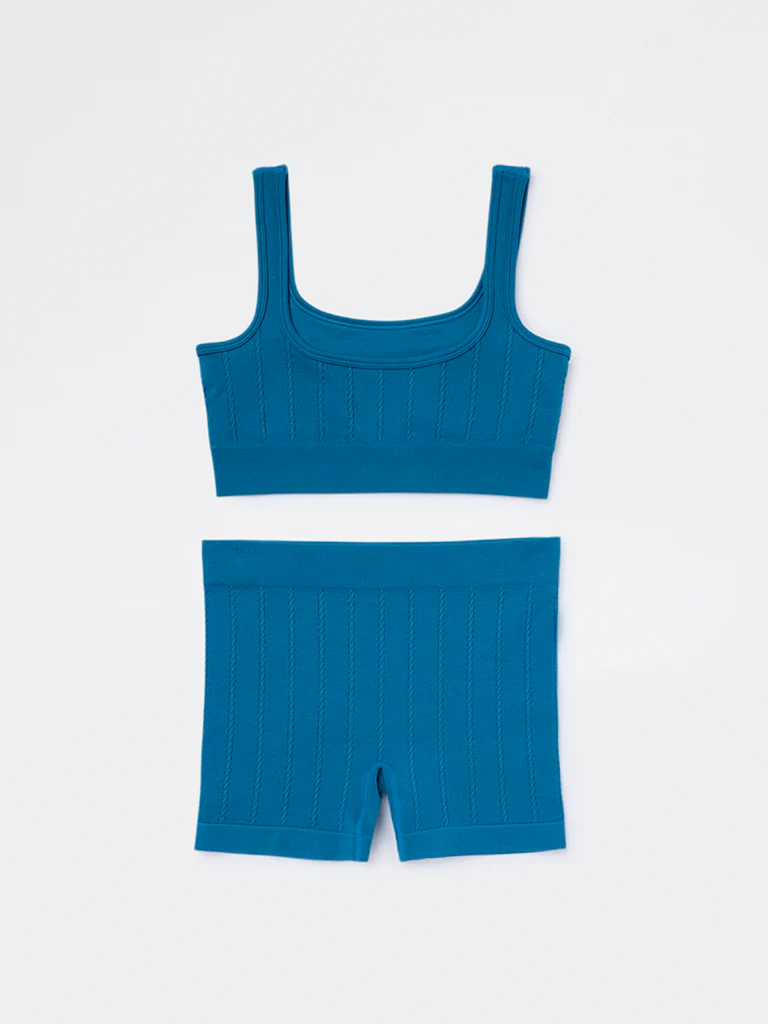Superstar Teal Cable-Knit Seam-Free Padded Bra - Image 2