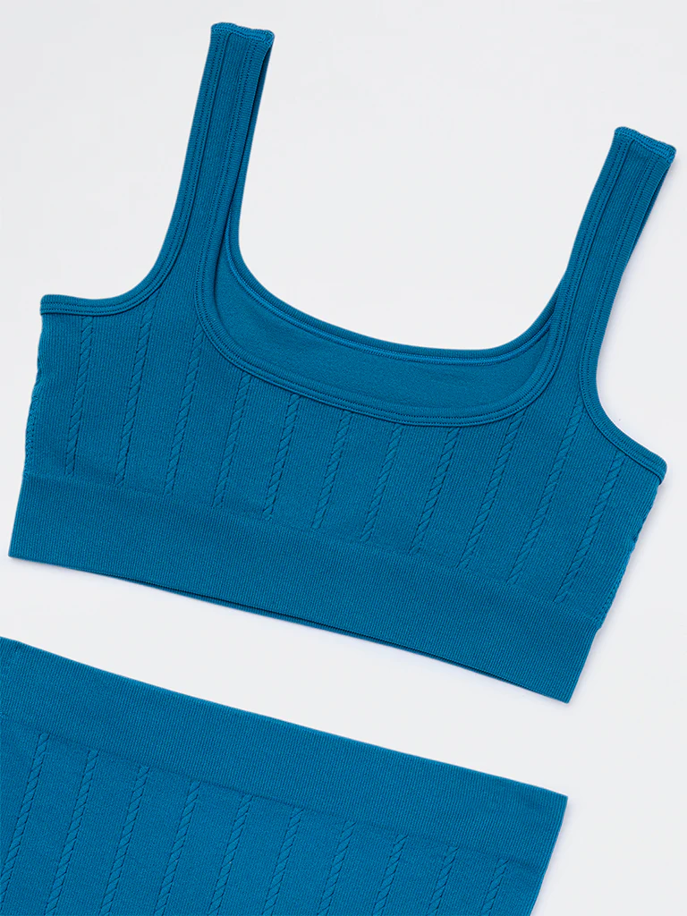 Superstar Teal Cable-Knit Seam-Free Padded Bra - Image 3