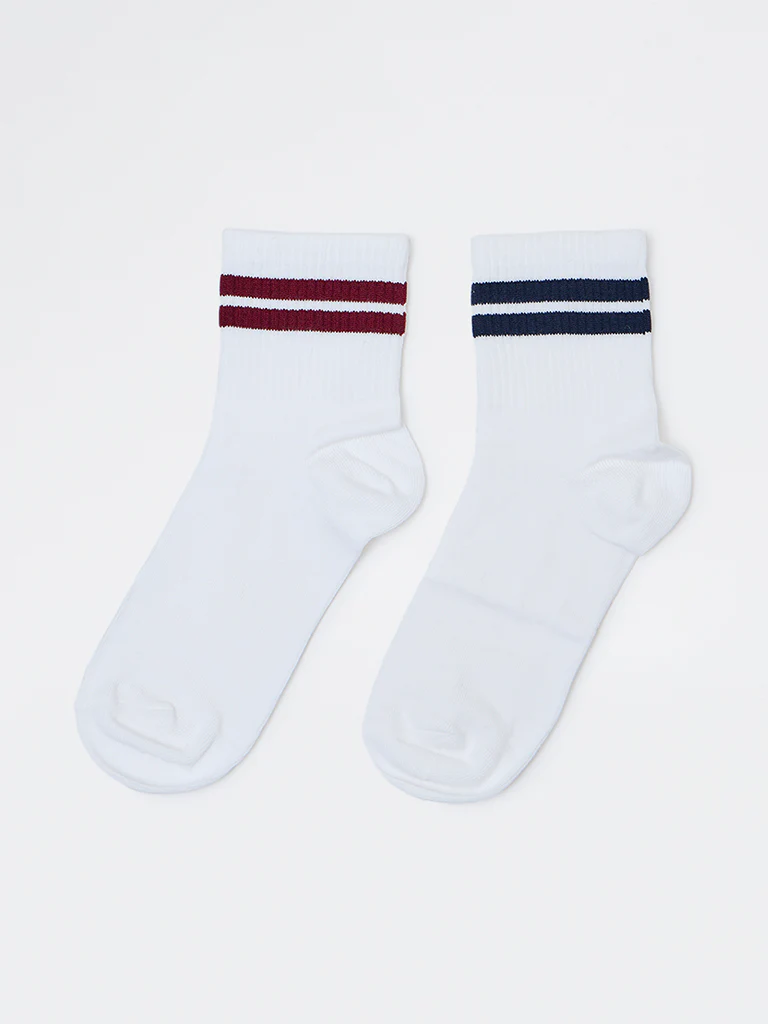 Superstar White Cotton-Blend Ankle-Length Socks - Pack of 2