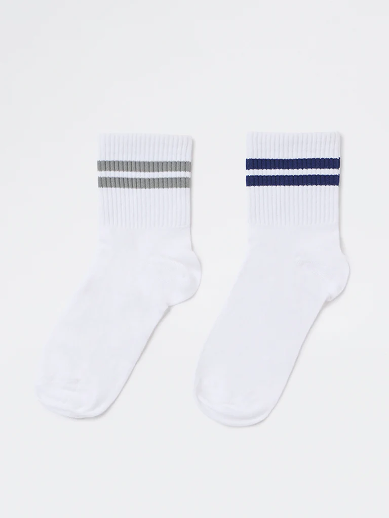 Superstar White Cotton-Blend Sports Socks - Pack of 2 - Image 2