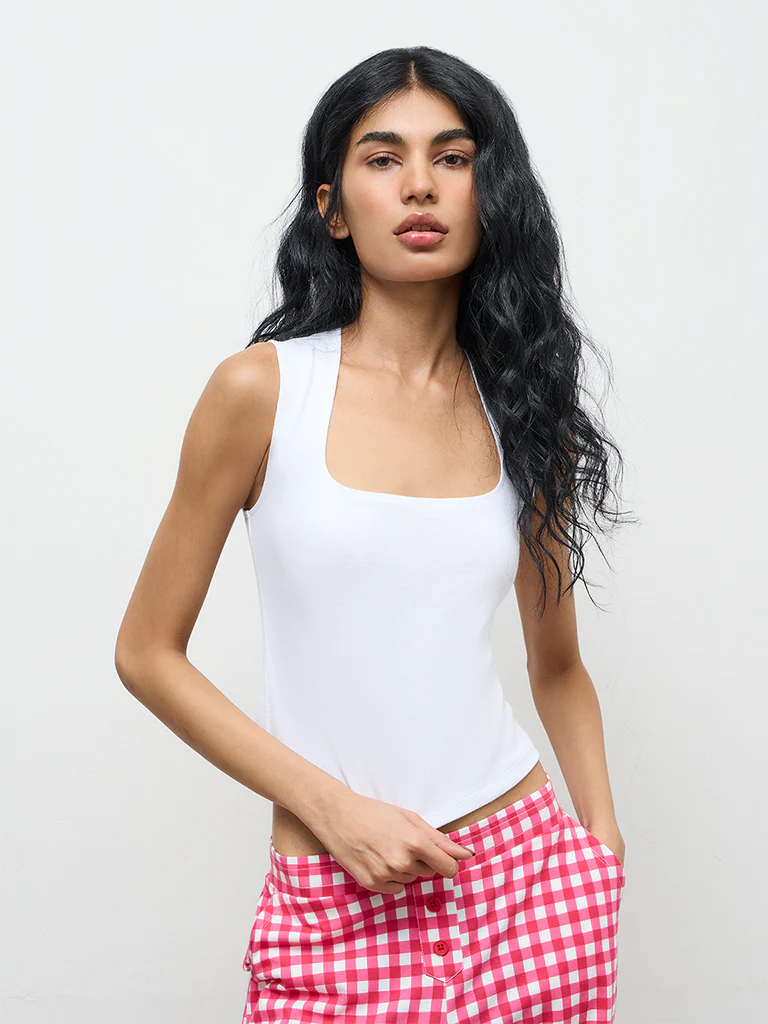 Superstar White Cotton-Blend Top