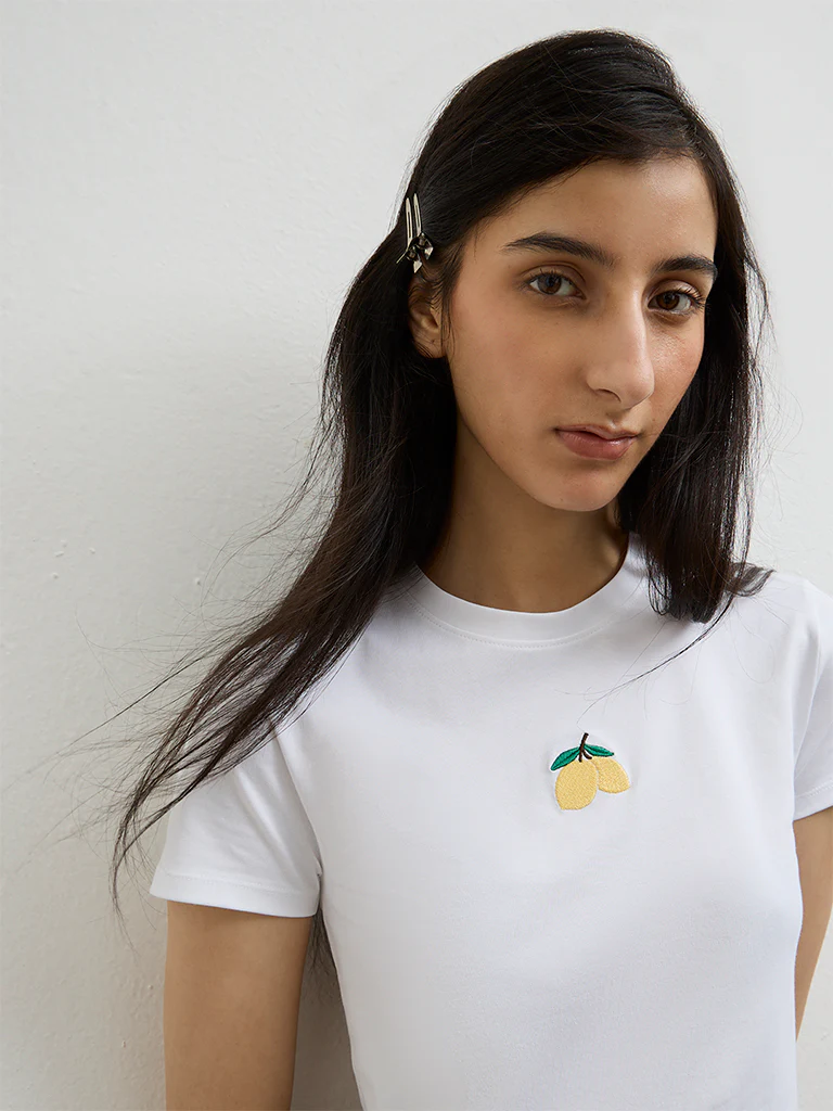 Superstar White Embroidered Cotton-Blend T-Shirt - Image 3