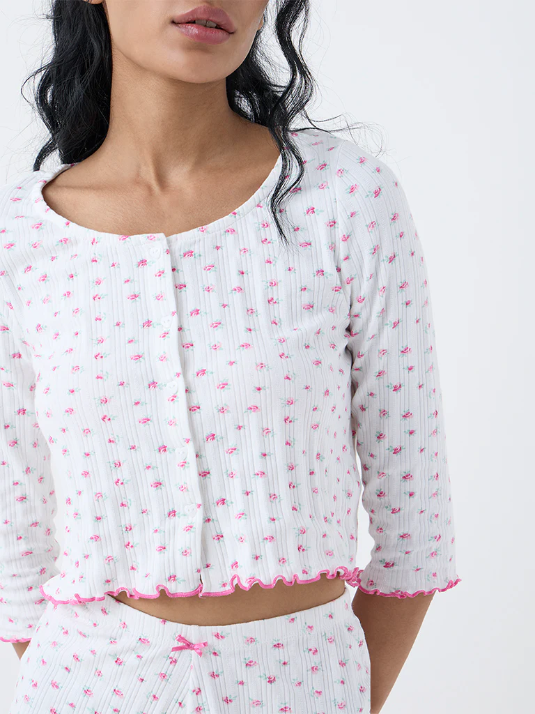 Superstar White Floral Printed Top - Image 3