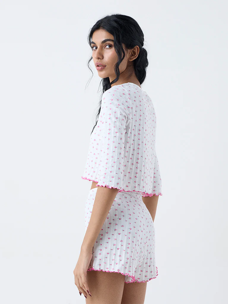 Superstar White Floral Printed Top - Image 4