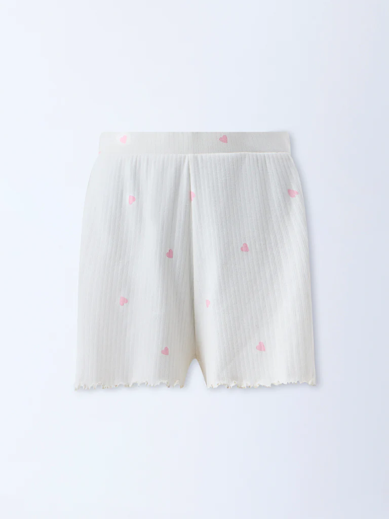 Superstar White Heart-Printed High-Rise Cotton-Blend Shorts - Image 5