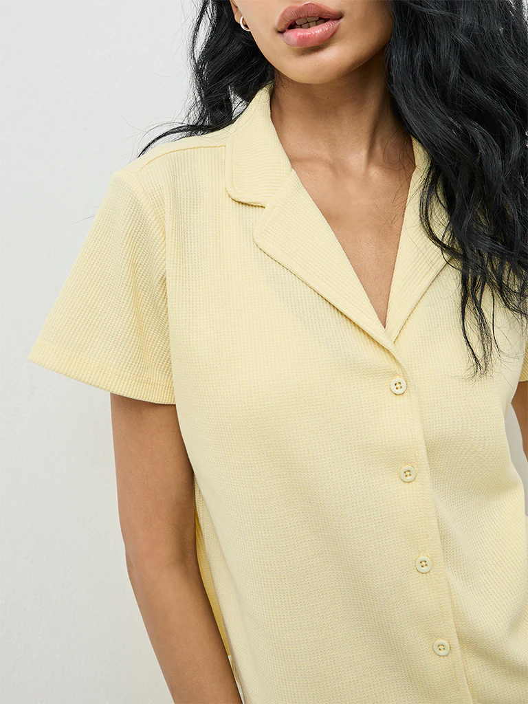 Superstar Yellow Waffle-Textured Shirt - Image 3