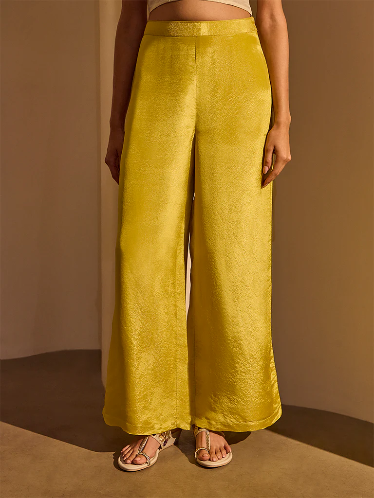Textured Straight-Leg Pants - Yellow