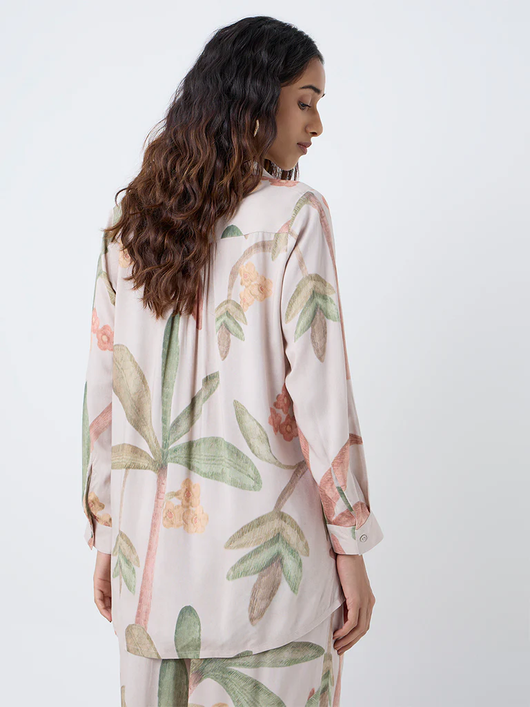 Utsa Beige Botanical Printed Tunic - Image 4