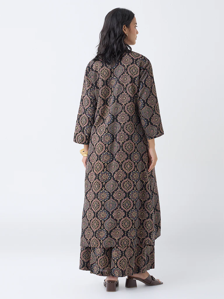 Utsa Black Argyle Printed A-Line Kurta - Image 4