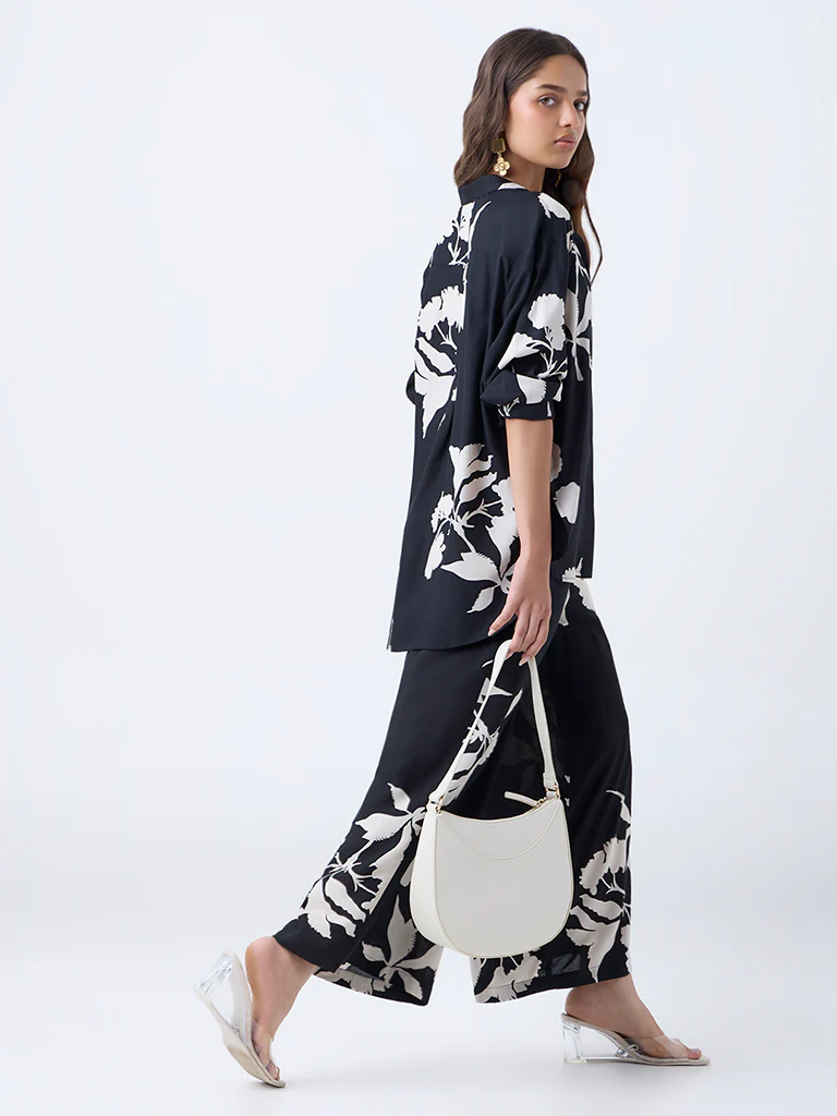Utsa Black Foliage Pattern Tunic - Image 4