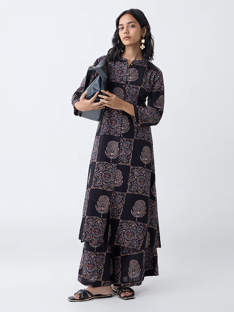 Utsa Black Printed Palazzos - Image 2