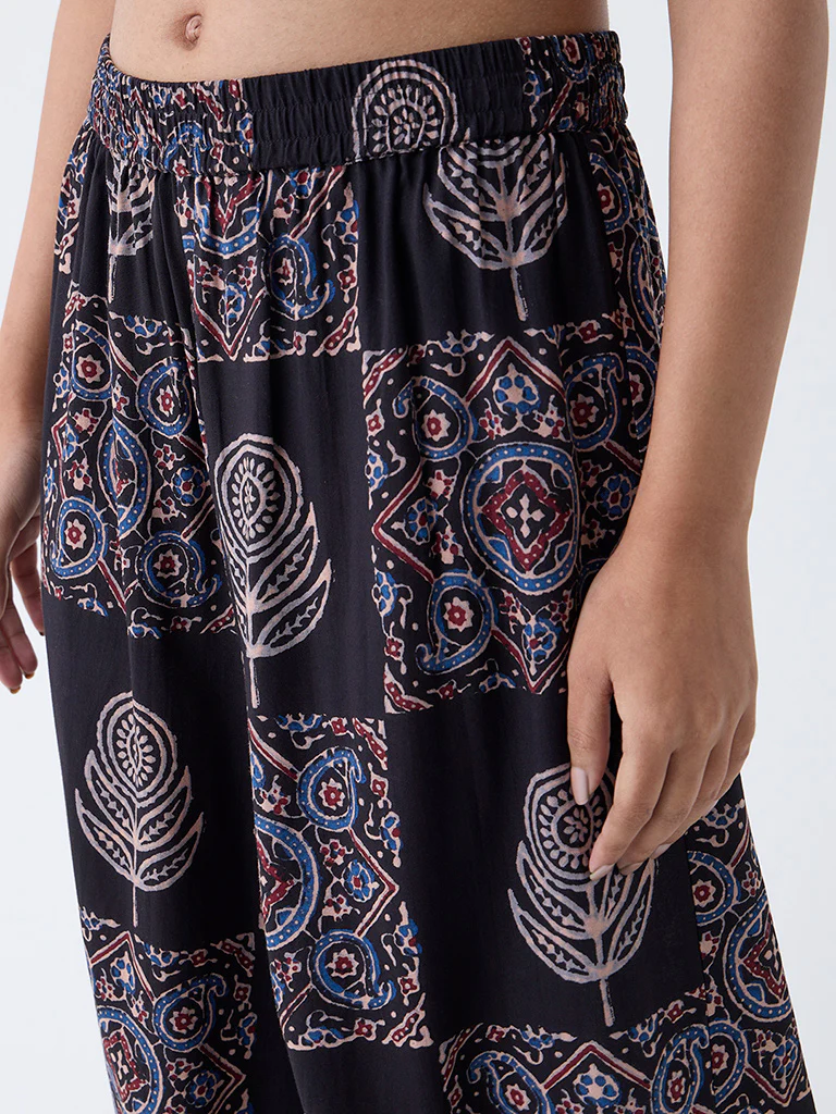 Utsa Black Printed Palazzos - Image 3