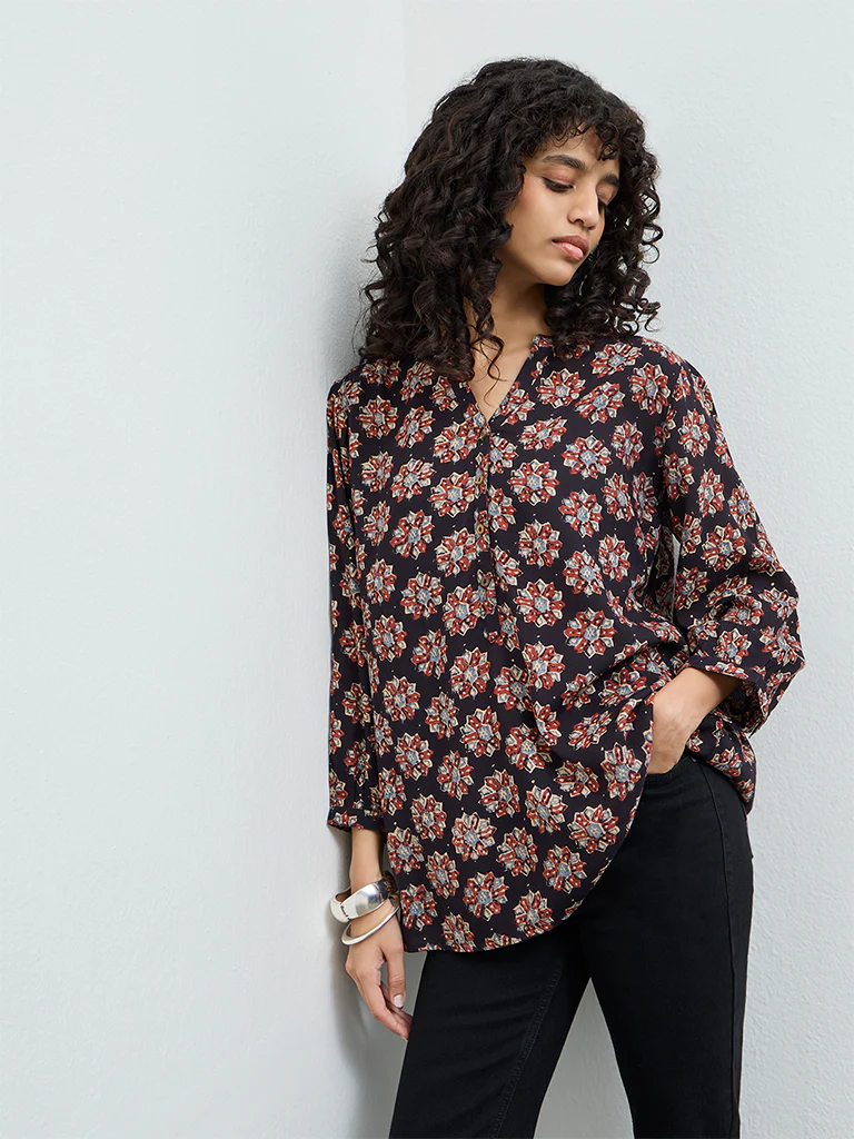 Utsa Black Printed Tunic - Image 2