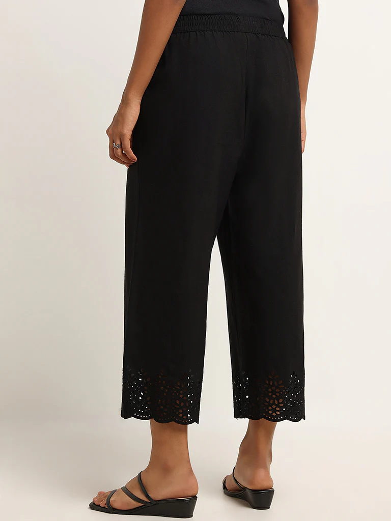 Utsa Black Schiffli Pants - Image 5