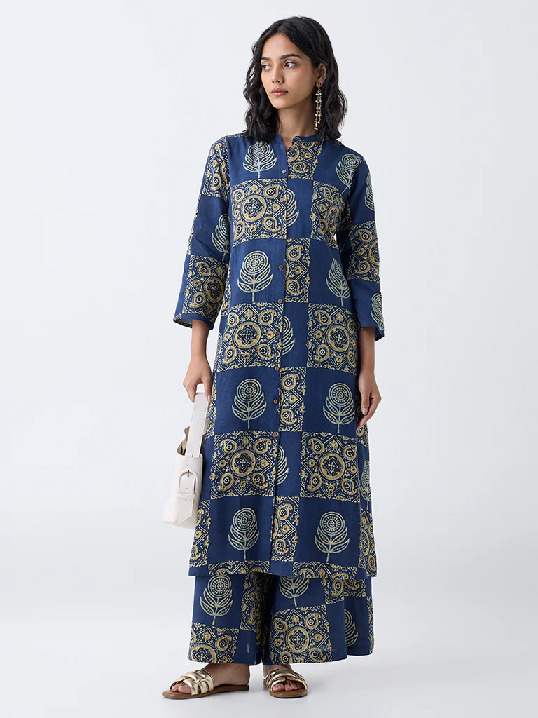 Utsa Blue Printed Palazzos - Image 2