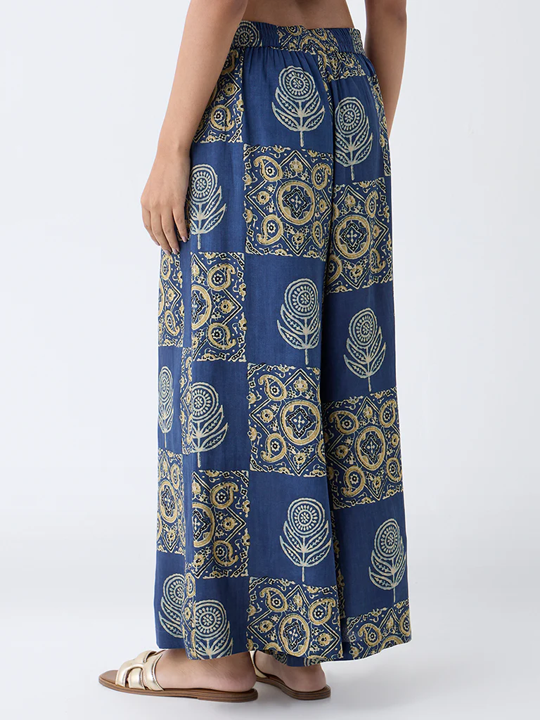 Utsa Blue Printed Palazzos - Image 4