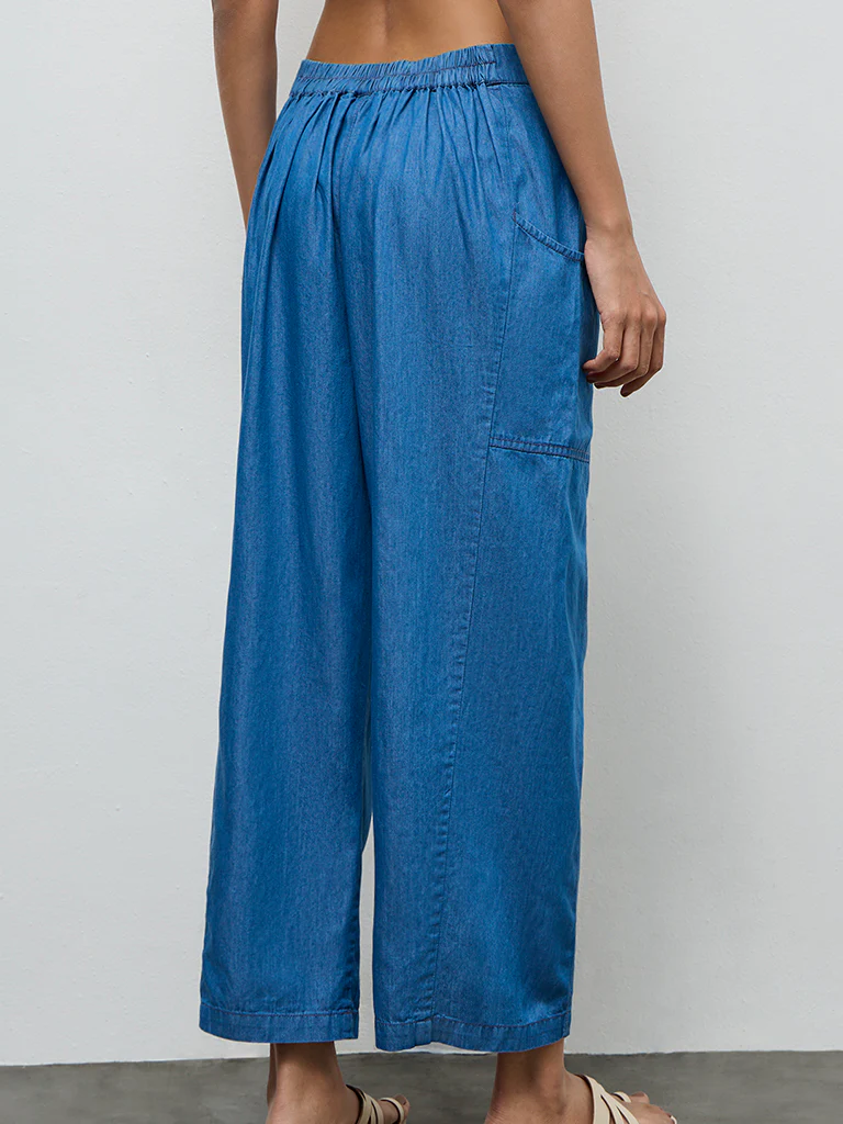 Utsa Blue Solid Denim Pants - Image 3
