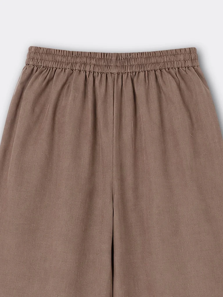 Utsa Brown Floral Embroidered Cotton Pants - Image 7