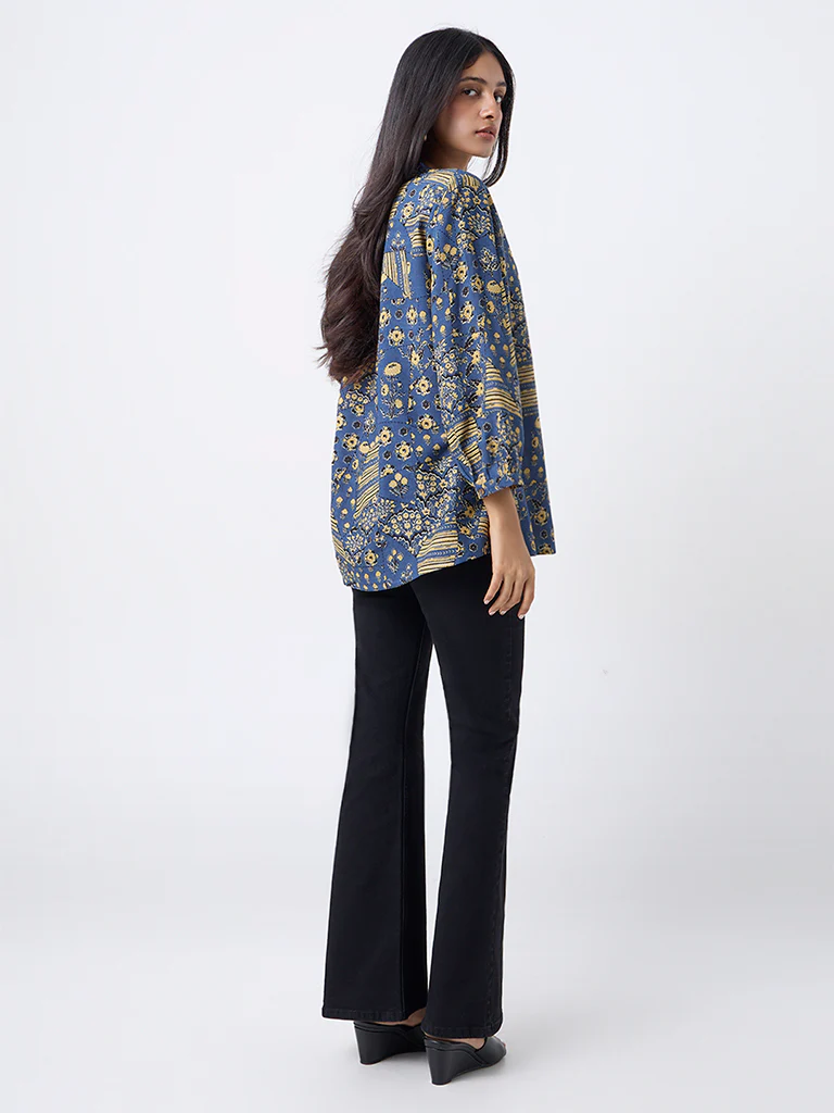 Utsa Dusty Blue Printed Tunic - Image 4