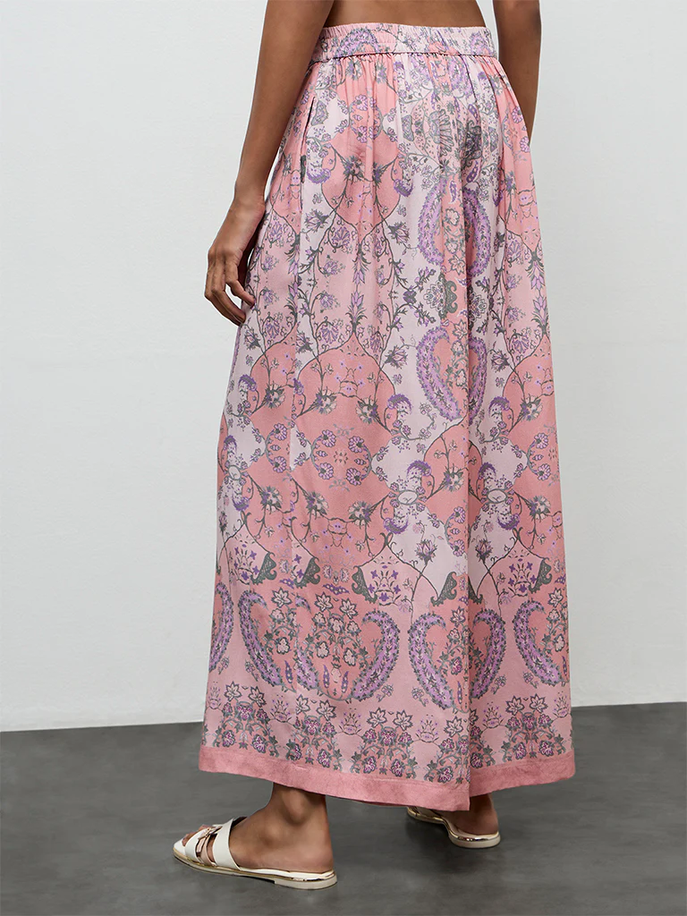 Utsa Dusty Pink Argyle Printed Palazzos - Image 4