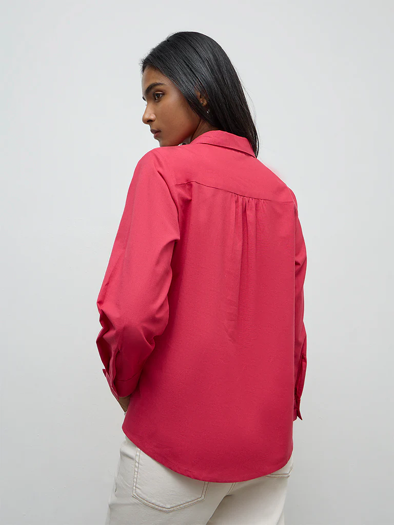 Utsa Fuchsia Embroidered Cotton-Blend Tunic - Image 4