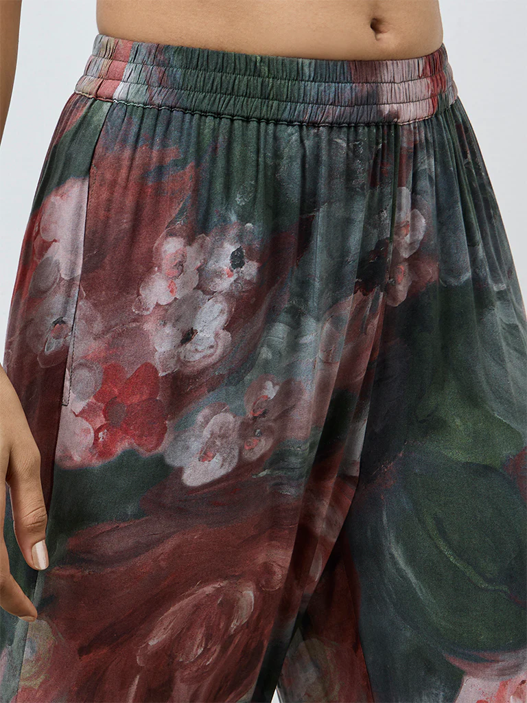 Utsa Green Floral Pattern Pants - Image 3