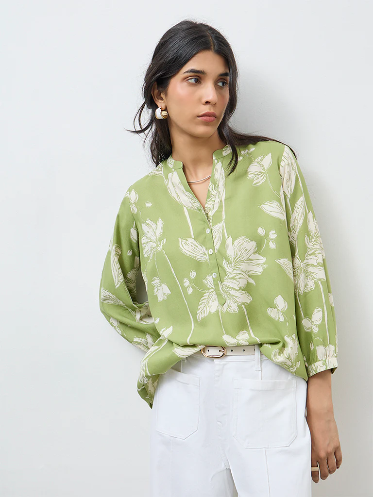 Utsa Green Floral Tunic