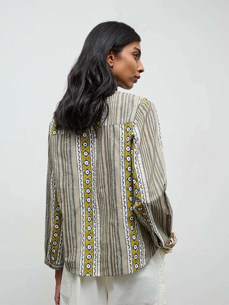 Utsa Green Printed Cotton Tunic - Image 4