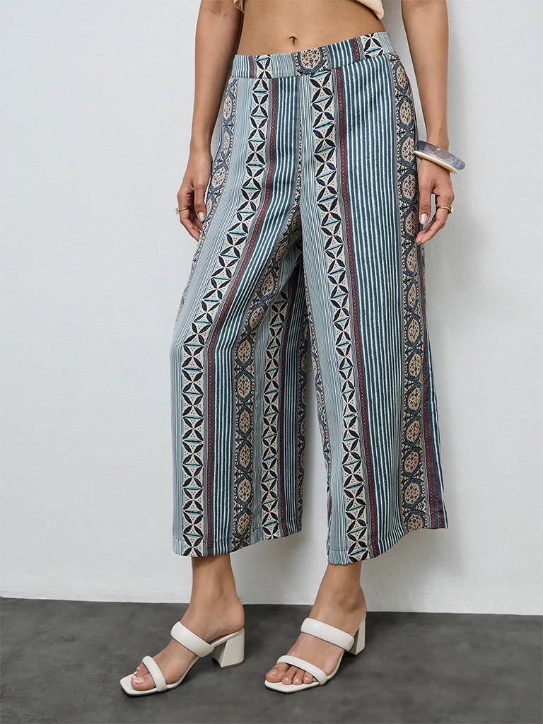 Utsa Green Printed Palazzos