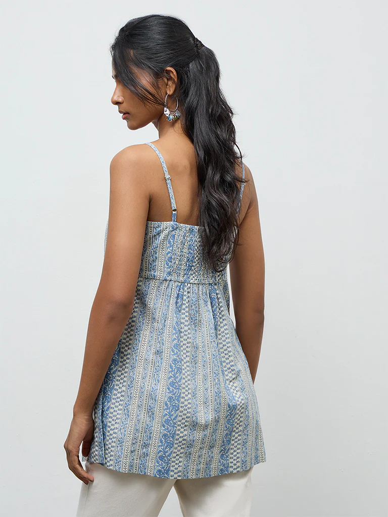Utsa Indigo Botanical Design Cotton Kurti - Image 4