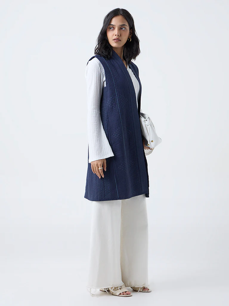 Utsa Indigo Cotton Quilted Jacket