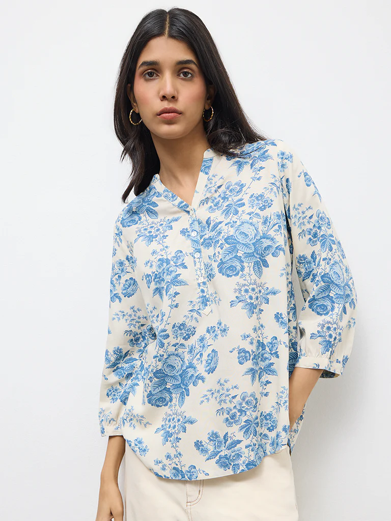 Utsa Indigo Floral Tunic